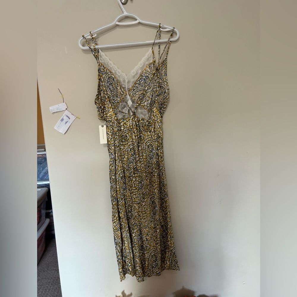 NWT Anthropologie Lace Inset Midi Dress in Yellow Motif - Picture 10 of 15